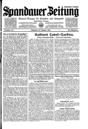 Spandauer Zeitung on Jan 27, 1931