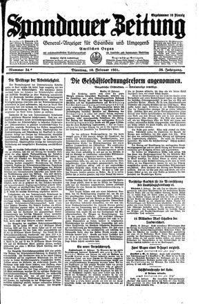 Spandauer Zeitung vom 10.02.1931