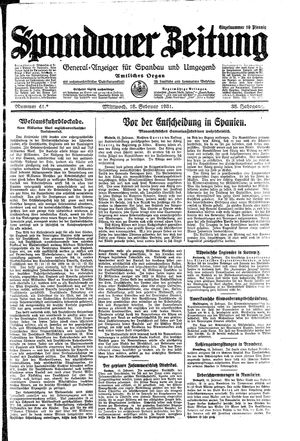 Spandauer Zeitung vom 18.02.1931