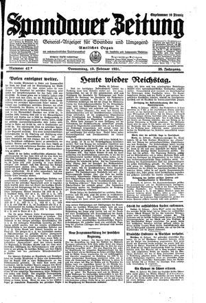 Spandauer Zeitung vom 19.02.1931