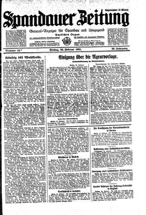 Spandauer Zeitung vom 20.02.1931
