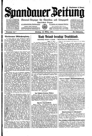 Spandauer Zeitung vom 13.03.1931