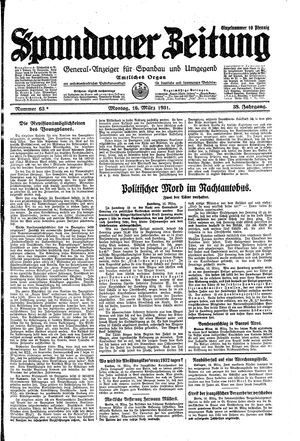 Spandauer Zeitung vom 16.03.1931