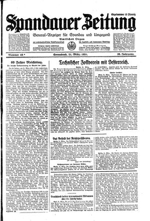 Spandauer Zeitung vom 21.03.1931