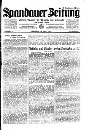 Spandauer Zeitung vom 26.03.1931