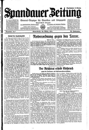 Spandauer Zeitung vom 28.03.1931