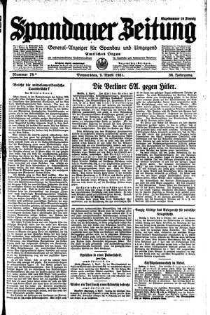 Spandauer Zeitung vom 02.04.1931