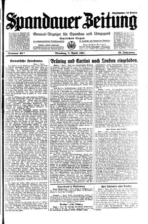 Spandauer Zeitung vom 07.04.1931