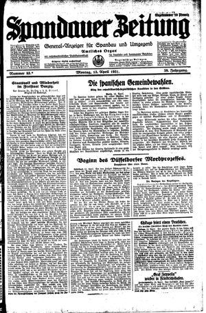 Spandauer Zeitung vom 13.04.1931