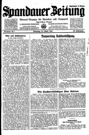 Spandauer Zeitung vom 21.04.1931