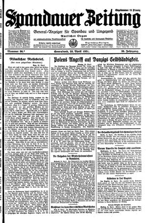 Spandauer Zeitung vom 25.04.1931