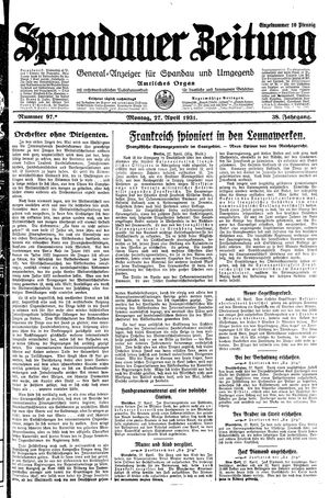 Spandauer Zeitung vom 27.04.1931