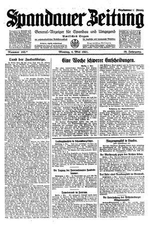 Spandauer Zeitung vom 04.05.1931