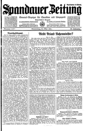 Spandauer Zeitung vom 21.05.1931