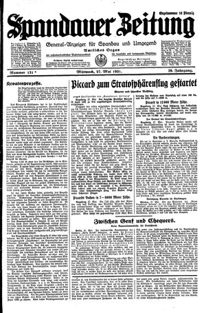 Spandauer Zeitung vom 27.05.1931