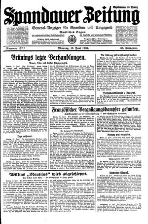 Spandauer Zeitung vom 15.06.1931