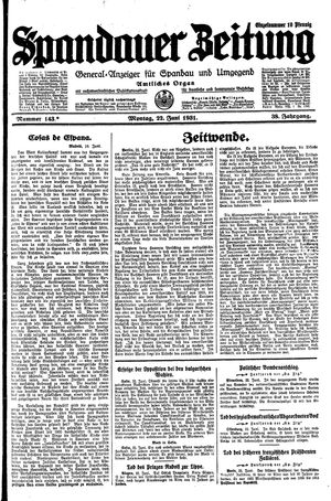 Spandauer Zeitung vom 22.06.1931
