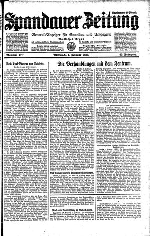 Spandauer Zeitung vom 01.02.1933