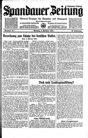 Spandauer Zeitung vom 06.02.1933