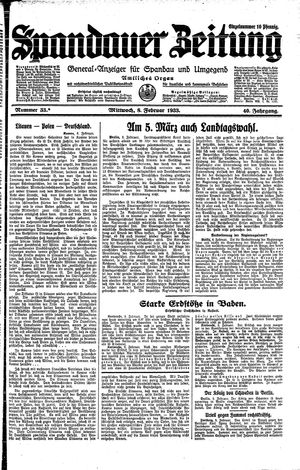 Spandauer Zeitung vom 08.02.1933