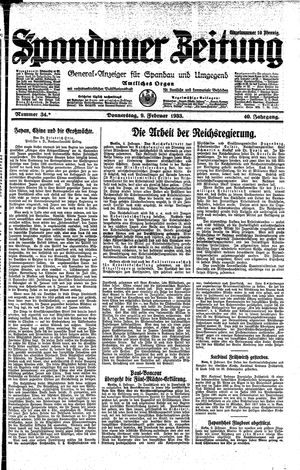 Spandauer Zeitung vom 09.02.1933