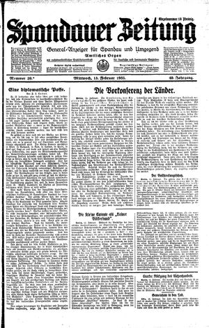 Spandauer Zeitung vom 15.02.1933