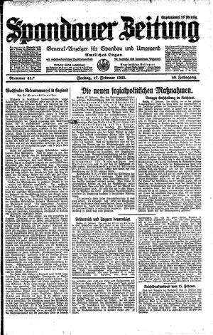 Spandauer Zeitung vom 17.02.1933