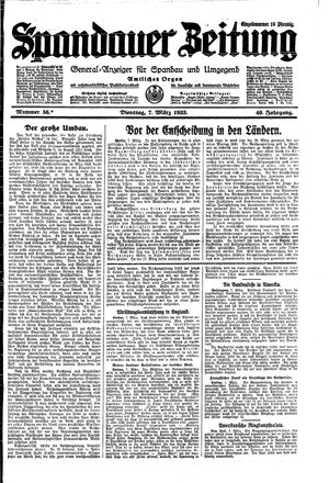 Spandauer Zeitung vom 07.03.1933