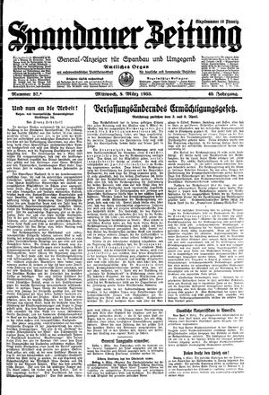 Spandauer Zeitung vom 08.03.1933