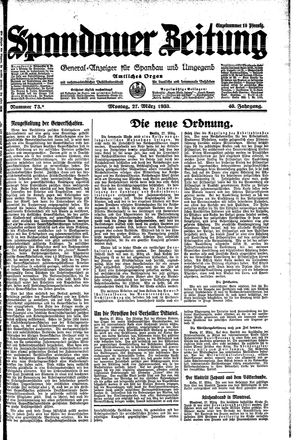 Spandauer Zeitung vom 27.03.1933