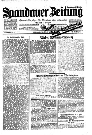 Spandauer Zeitung vom 26.04.1933