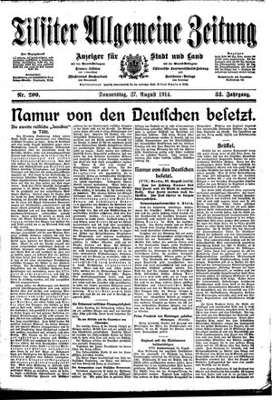 Tilsiter allgemeine Zeitung vom 27.08.1914