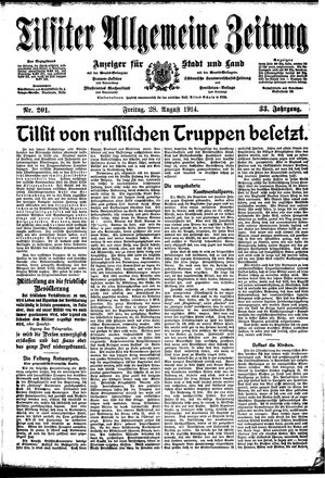 Tilsiter allgemeine Zeitung on Aug 28, 1914