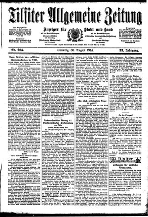 Tilsiter allgemeine Zeitung vom 30.08.1914