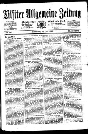 Tilsiter allgemeine Zeitung vom 13.07.1916