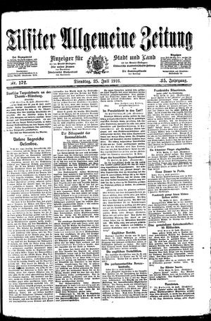 Tilsiter allgemeine Zeitung vom 25.07.1916