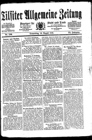 Tilsiter allgemeine Zeitung vom 10.08.1916