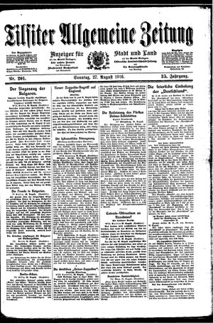 Tilsiter allgemeine Zeitung vom 27.08.1916