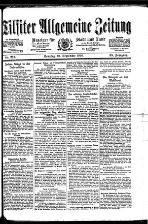 Tilsiter allgemeine Zeitung vom 10.09.1916