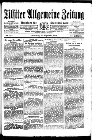 Tilsiter allgemeine Zeitung vom 21.09.1916
