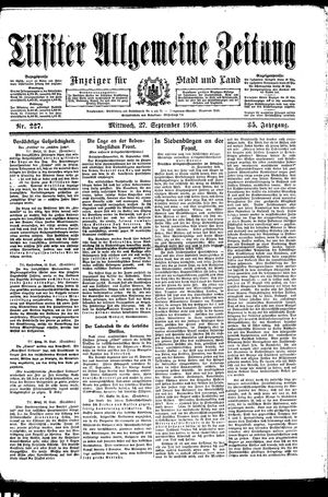 Tilsiter allgemeine Zeitung vom 27.09.1916