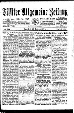 Tilsiter allgemeine Zeitung vom 30.09.1916