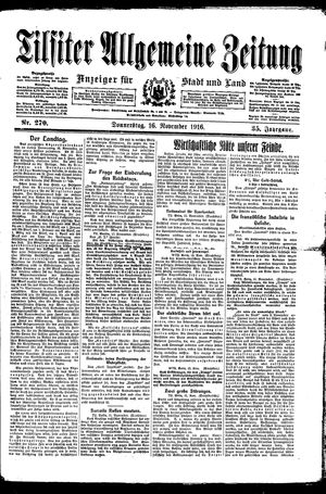 Tilsiter allgemeine Zeitung on Nov 16, 1916