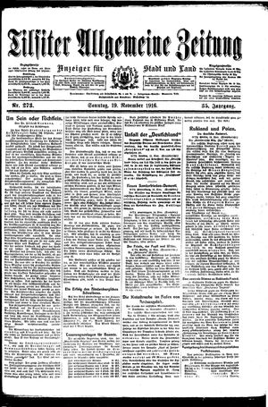 Tilsiter allgemeine Zeitung vom 19.11.1916