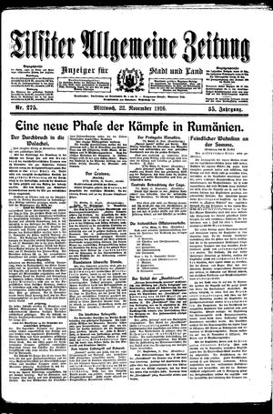 Tilsiter allgemeine Zeitung on Nov 22, 1916