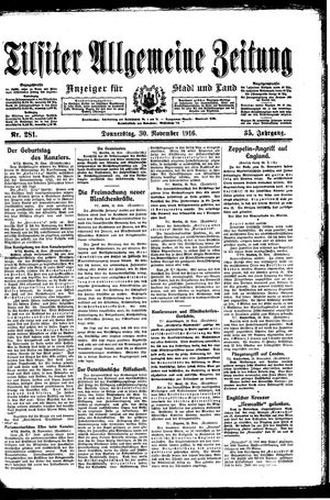 Tilsiter allgemeine Zeitung vom 30.11.1916