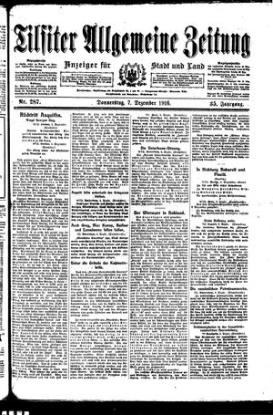 Tilsiter allgemeine Zeitung vom 07.12.1916