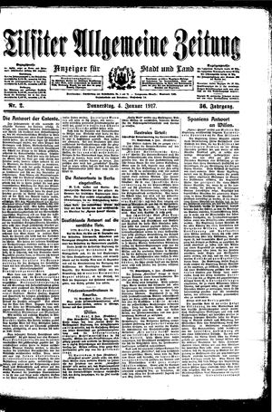 Tilsiter allgemeine Zeitung on Jan 4, 1917