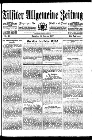 Tilsiter allgemeine Zeitung vom 14.01.1917