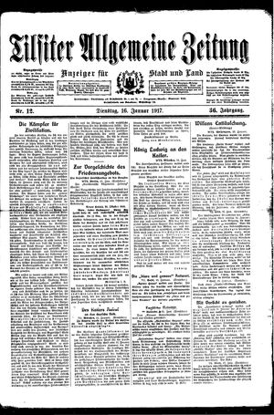 Tilsiter allgemeine Zeitung on Jan 16, 1917